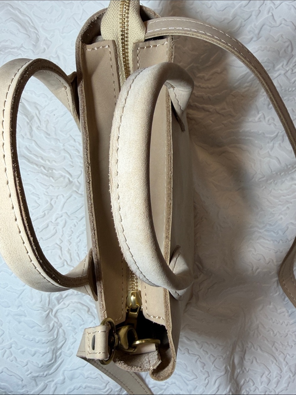 Portland Leather Taupe Top-Handle Satchel - Picture 7 of 10
